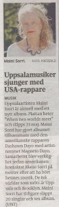 UNT Artikel 180509 Uppsalamusiker sjunger med USA-rappare
